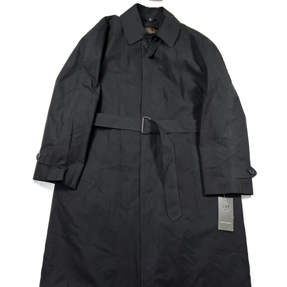 Jos A Bank Mens Year Round Raincoat 38 R Overcoat Trench Black Removable Liner